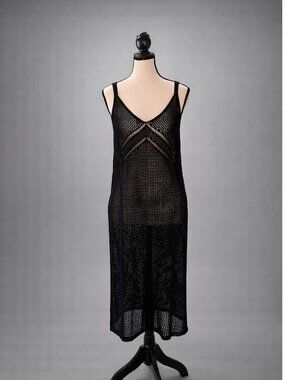Cupshe Black Mesh Cover-Up Dress | Sheer Knit Swim Cover-Up | Size Small NWT
